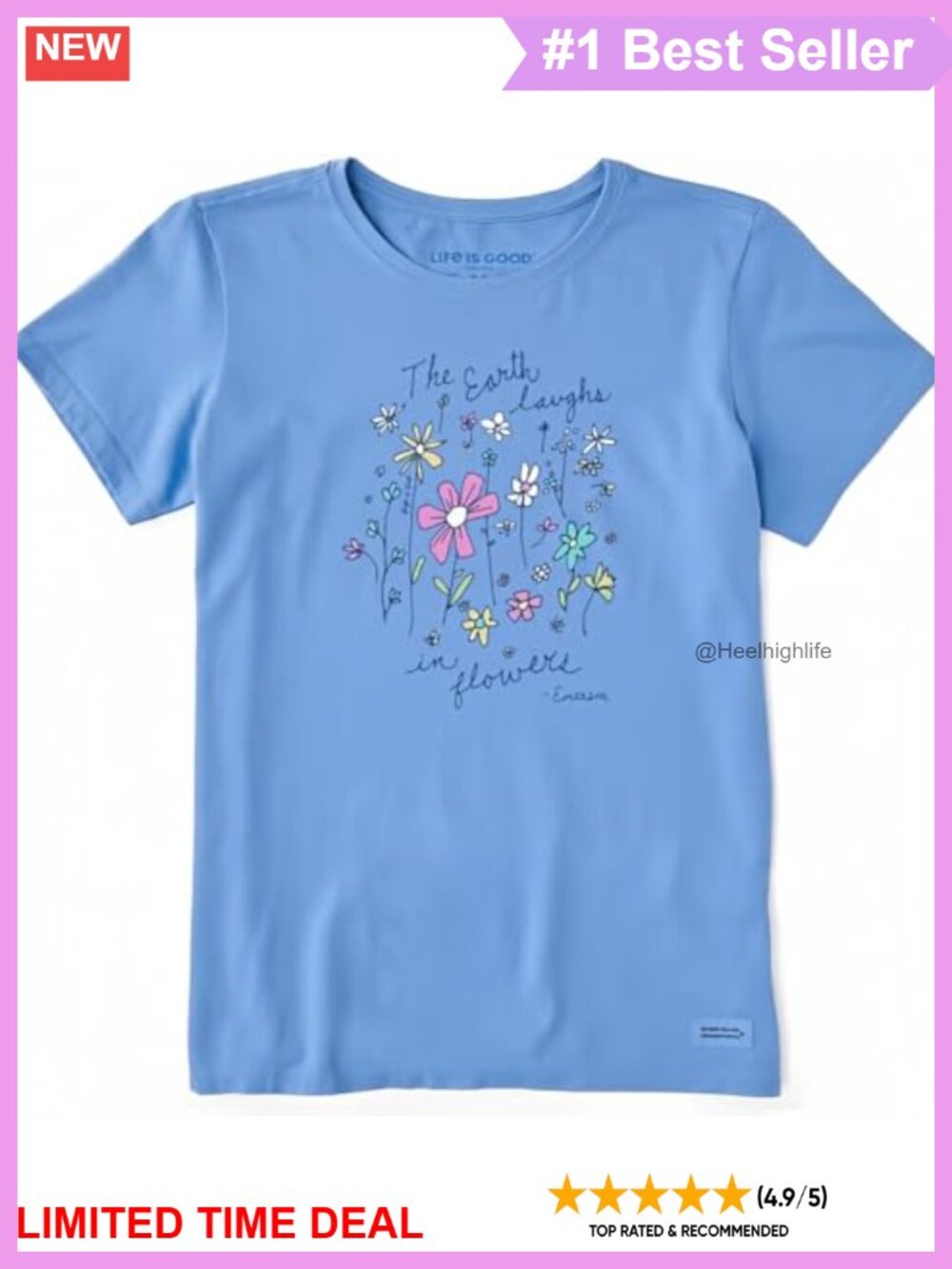 Life is Good Crusher Tee Short Sleeve Cotton Graphic T-Shirt Crew Neck
